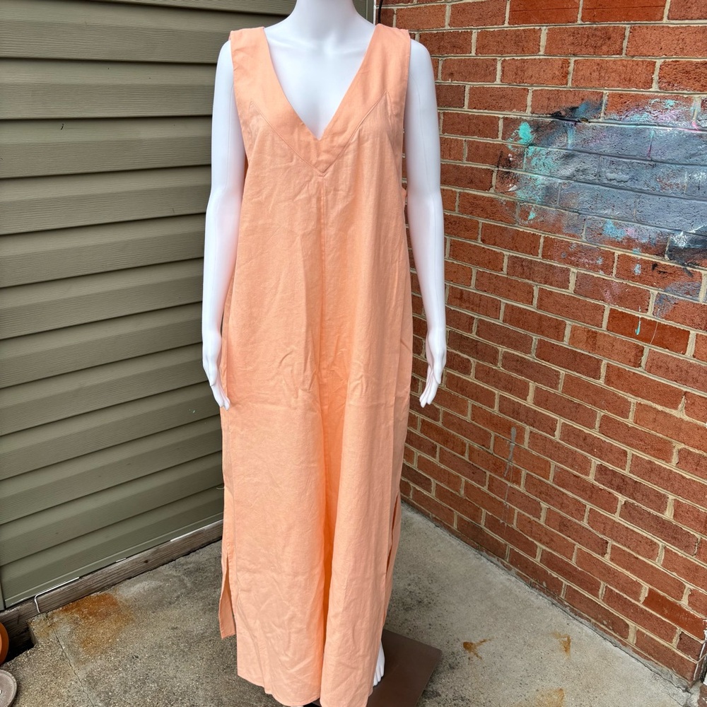 Dkny Peach V-Neck Maxi Dress